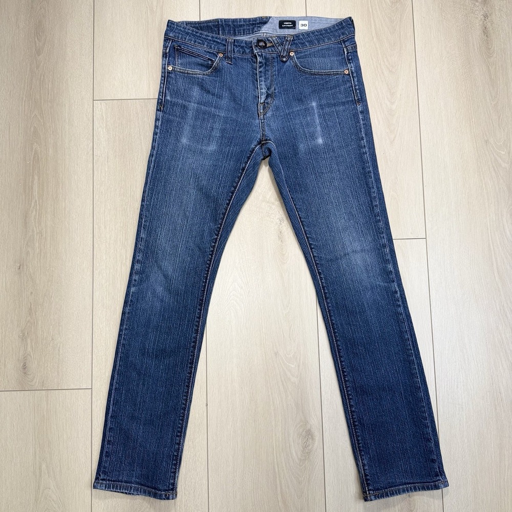 Y2K Volcom Vorta Slim Men's Straight Jeans 30x30 Actual‎ 31x30 Blue Denim Skate